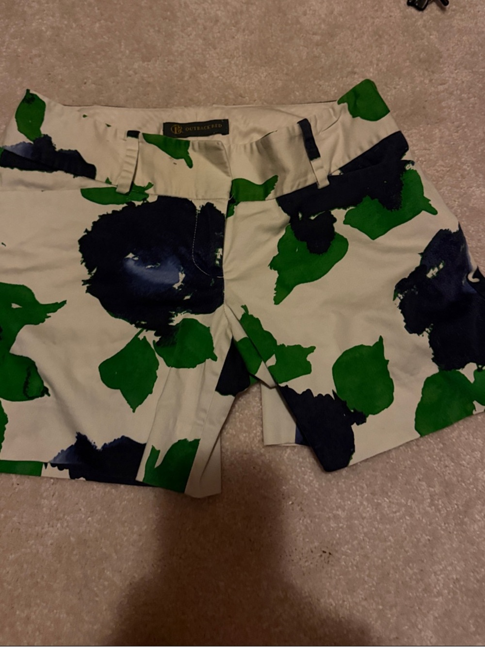 The Limited White Shorts with Green and Navy Floral Print